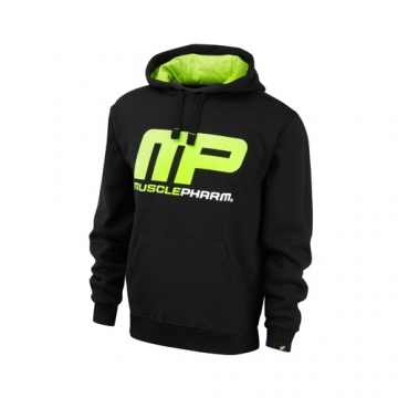 Musclepharm Sportswear Pull Over Hoodie Black Lime-Green (MPSWT448)