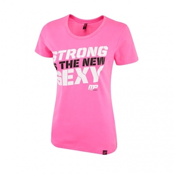Musclepharm Sportswear Womens Crew Neck Strong is the new Sexy Hot Pink (MPLTS413)