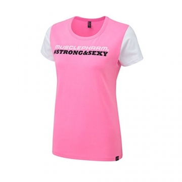 Musclepharm Sportswear Womens Strong & Sexy T-Shirt Black - Hot Pink (MPLTS486)