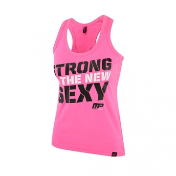 Musclepharm Sportswear Womens Vest Strong Is The New Sexy Hot Pink (MPLVST432)