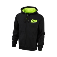 Musclepharm Sportswear Zip Through Hoodie Black Lime-Green (MPSWT447)