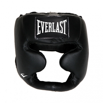 Everlast Leather Full Protect Headgear (Black)